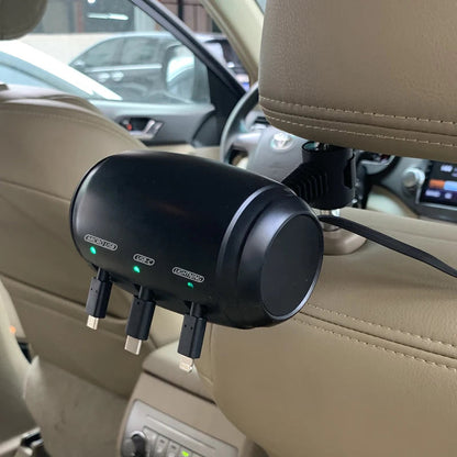 Produktnamn - 3-i-1 indragbar laddstation för baksätet i bilen