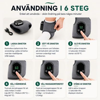 Ankora™ Fotledsstöd med värme & massage